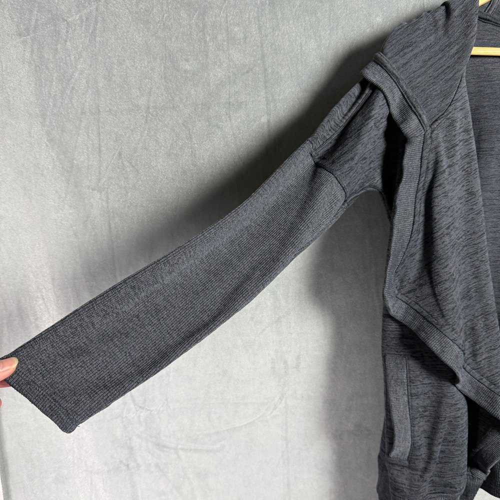 Athleta Heathered Charcoal Grey Hoodie Cardigan Sweater Open Front Size S Preppy - Picture 7 of 14
